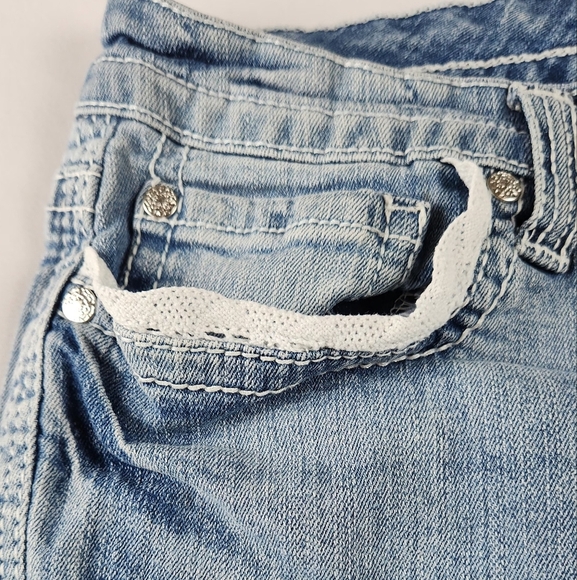 Ariya Jeans 13/14 Blue Jean Shorts Denim Embroidered Embellished Distressed - Picture 3 of 7